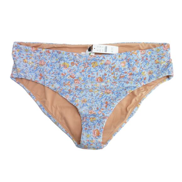 NWT J.Crew Swim Scrunchie Hipster Bikini Bottom Afternoon Foral Pint 3X - Picture 1 of 5